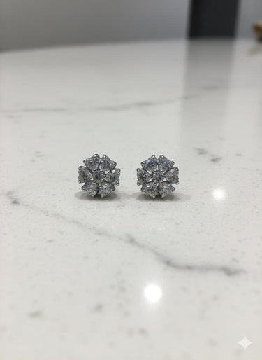 925 Silver Floral Cluster Earrings